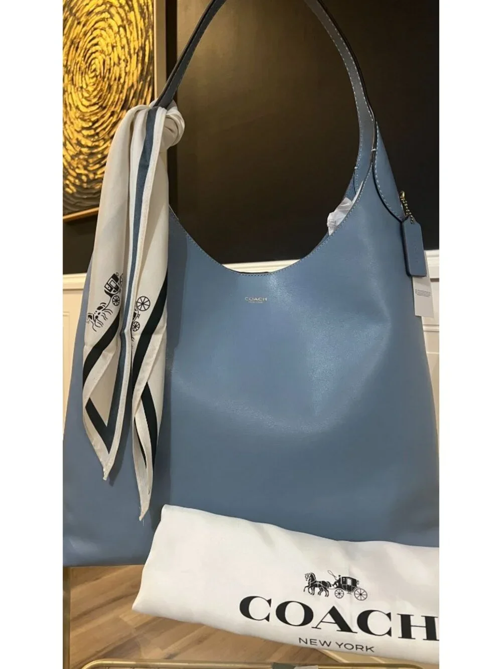 AUTHENTIC COACH LARGE BROOKLYN 39 IN BLUEBELL HOBO HANDBAG 710D175P